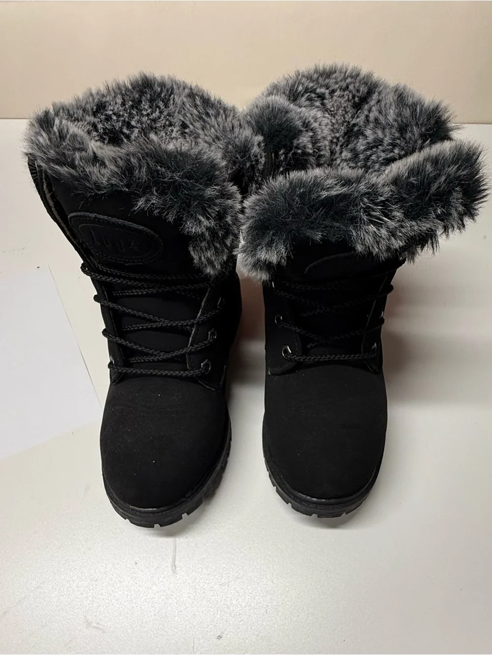 Lugz Faux-Fur Trim Black Winter Boots for Women